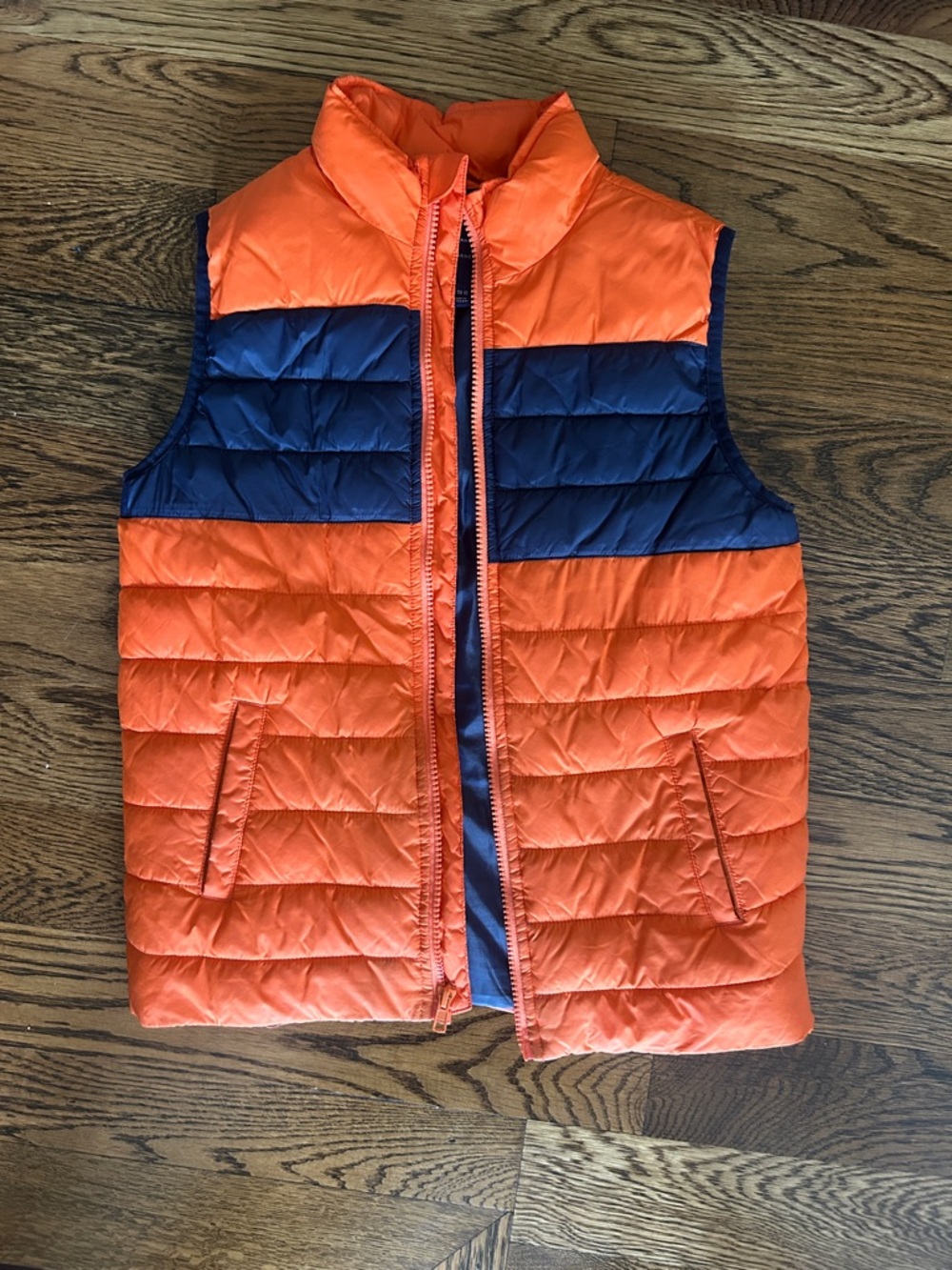 Bright Orange and Navy Quilted Puffer Vest Janie and Jack